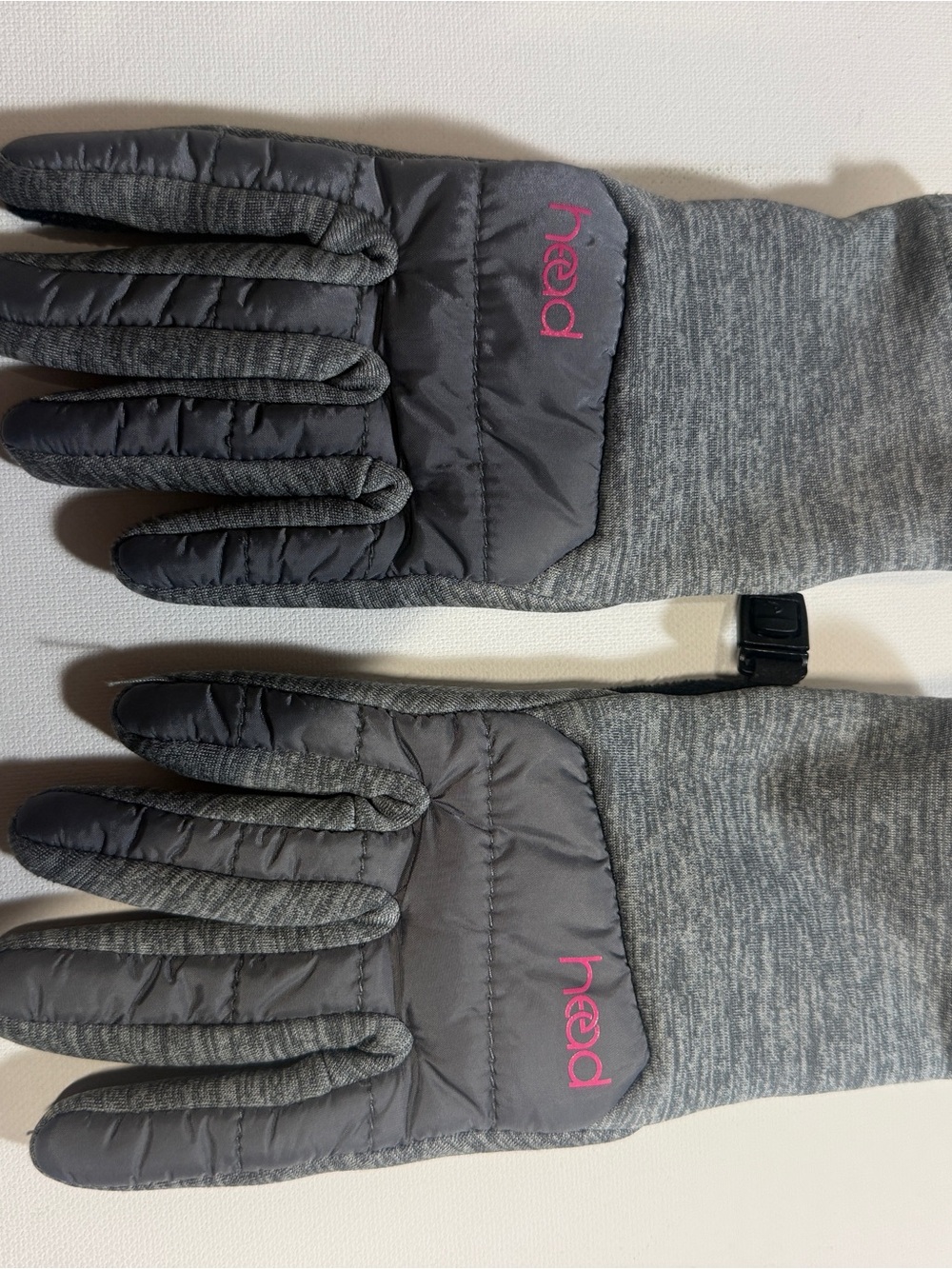 Head Grey Gloves with Pink Logo - Touchscreen Friendly